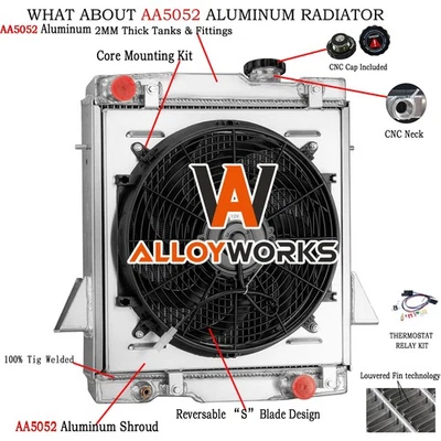 3-Row Aluminum Radiator Shroud Fan For Triumph TR6 TR250 2.5L MT 1969-1974 1973 - Image 1 of 4