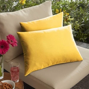 Sunbrella Solid Pillow Set, 12 in H x 24 in, Canvas Sunflower - Picture 1 of 6