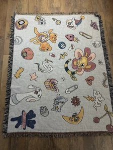Heaven Marc Jacobs Woven Blanket Rare Acid Bunny Star Moon Clown Cherry Flower - Picture 1 of 10