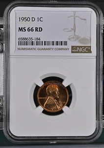 1950 D Lincoln Wheat Cent NGC MS-66 RD Toner! - Picture 1 of 2
