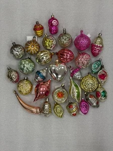 Vintage Soviet Glass Christmas Ornaments Set of 30 – Retro Holiday Decorations - Picture 1 of 24