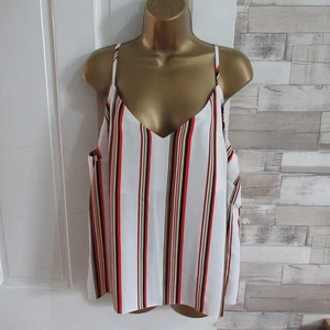 NEW LOOK ● size 18 ●white red striped strappy blouse vest top cami womens ladies - Picture 1 of 5