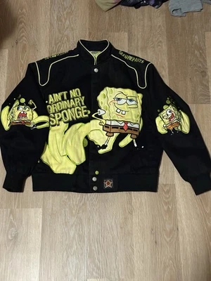 Vintage Y2K Jeff Hamilton SpongeBob SquarePants Embroidered Youth Racing Jacket - Image 1 of 4