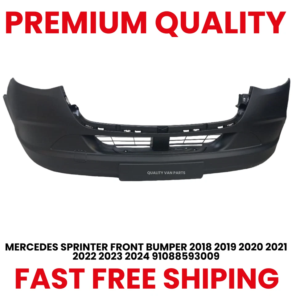 Mercedes Sprinter 2018-2025 Front Bumper Black Textured No Sensor Holes No Fog - Image 1 of 1