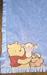 Disney Baby Winnie the Pooh Tigger Blue Satin Blanket Lovey Security - Picture 1 of 9