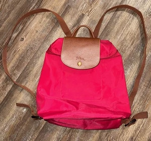 LONGCHAMP LE PLIAGE SAC A DOS MODELE RED NYLON FOLDING STYLE BACKPACK BAG - Picture 1 of 17