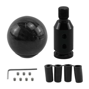 Carbon Fiber Shift Knob Gear Shifter Knobs with 3 Adapters Round Ball Stick S... - Picture 1 of 6
