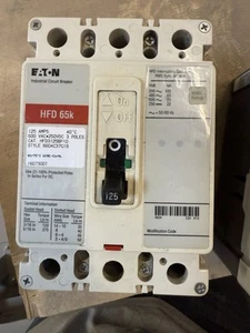 Eaton HFD3125BP10 Circuit Breaker 125 Amp - 600V - 3P HFD 65K - Picture 1 of 1