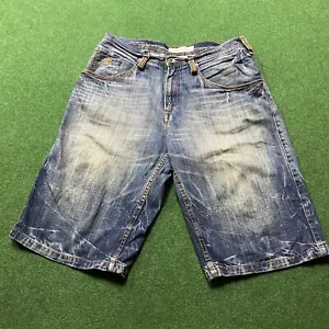 Vintage Rocawear Shorts Mens Size 34 Blue Denim Jorts Baggy Wide Leg Y2K Style - Picture 1 of 9