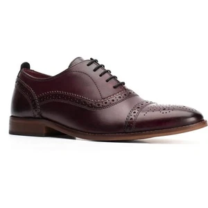 Base London Cast Washed Dark Red Mens Leather Shoes - Picture 1 of 5