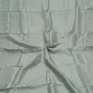Vintage Gray 100% Pure Silk Handloom Sari Remnant 4YD Craft Fabric Silk Scrap - Picture 1 of 4