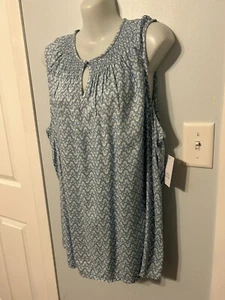 Camiseta sin mangas Croft & Barrow azul floral sin mangas ojo de cerradura talla XXL nueva con etiquetas - Imagen 1 de 3