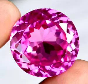 AAA+ Natural Certified Flawless Ceylon Pink Sapphire Round 49 Ct Loose Gemstone - Picture 1 of 6
