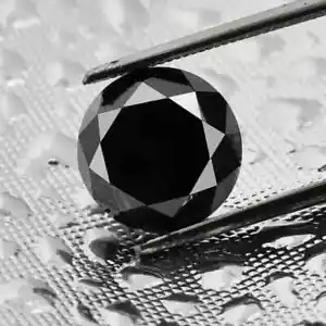 Jet Black Diamond 1.45 Cts Round Brilliant 100% Natural Loose Diamond Africa - Picture 1 of 2