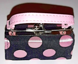 Lipstick case purse handbag brown pink dots velvet fabric 4" long - Picture 1 of 3