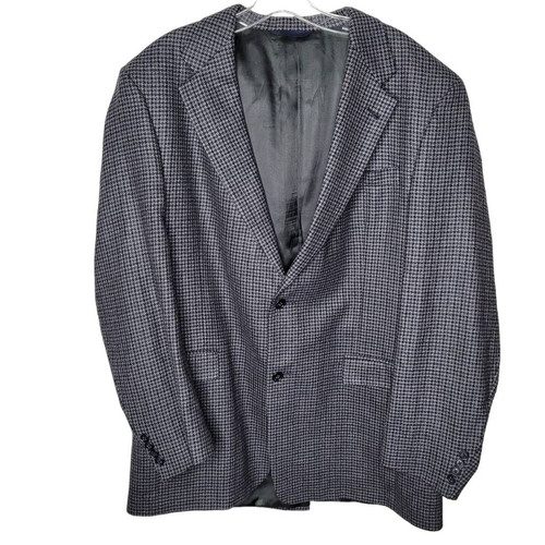 Giacca tuta Burberry London da uomo con due bottoni blu grigio sgabello da segugio lunga 44 L