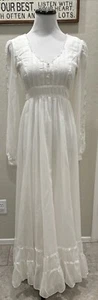 Gunne Sax Romantic Renaissance Prom Bridal Dress SZ 9 Lace Insert Long Sleeves - Picture 1 of 24