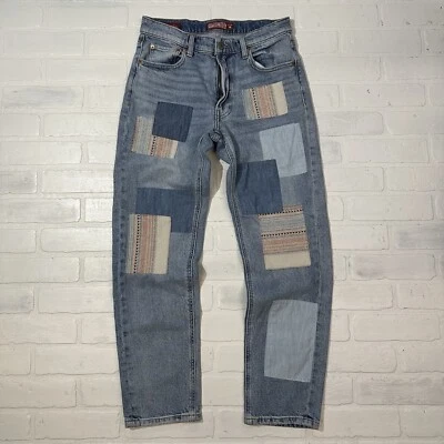 Lucky Legend Jeans Womens 2/26R Blue Patchwork Boy Mid Rise Relaxed Straight - Image 1 of 4