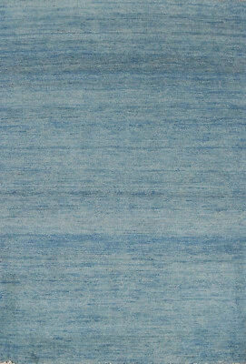 Handmade Gabbeh Solid Design Wool Modern Rug - Blue" 3x5 ft - Image 1 of 4