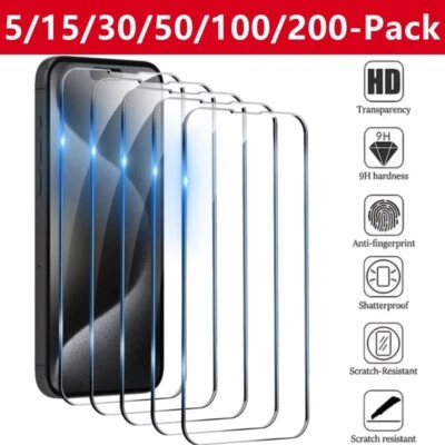 Wholesale LOT Tempered Glass Screen Protector for iPhone 17 Pro Max 16 15 14 13 - Image 1 of 4