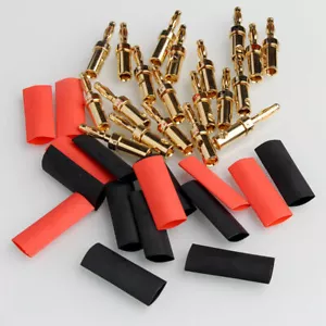 10 Pack 4mm Gold Plated Banana Plugs Adapter Audio Jack Speaker Wire Connectors - Picture 1 of 6