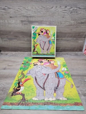 Vintage Whitman Mickey Mouse Safari on Elephant Puzzle Complete 1980? 100 pieces - Image 1 of 4