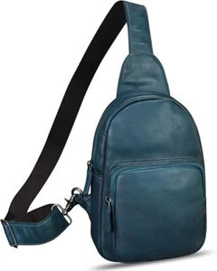 FEIGITOR Genuine Leather Sling Bag Retro Crossbody Sling Backpack Handmade - Picture 1 of 7