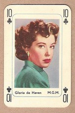 1950s Maple Leaf Dutch Film Star Playing Card - 10 of Clubs - Gloria de Haven
