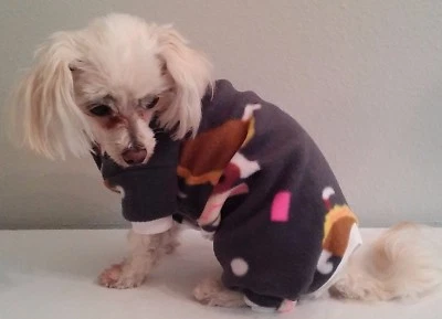 LLDOGCLOTHES Gray Taco Dog Fleece Pajamas PJ's Dog Puppy Teacup Pet Clothes XXXS - Small
