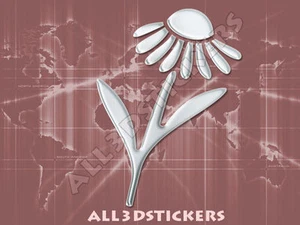 3D Sticker Decal Resin Domed Daisy Adhesive Decal Chrome - Picture 1 of 1