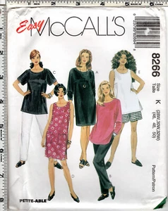 Vestidos, torsas, pantalones cortos y pantalones cortos pequeños para mujer/mujer ©1996 McCall's 8266 - Imagen 1 de 5