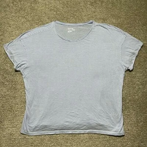 Striped Blue White Shirt Adult 1X Terra & Sky Grape Tag Womens - Picture 1 of 7