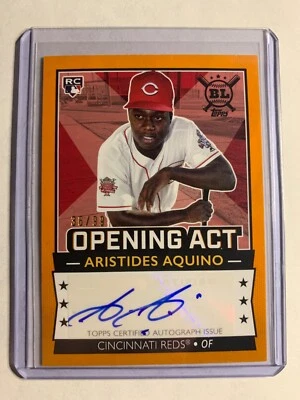 2020 Topps Big League Opening Act Orange #D /99 Aristides Aquino Rookie Auto RC - Image 1 of 2