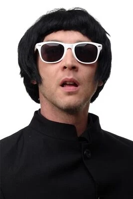 Perücke Herren Karneval Fasching Pilzkopf Page Mod Brit Pop Howard schwarz 55E