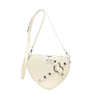 Vintage Fashion Women'S Shoulder Bag PU Solid Color Heart Shape Y2K Small Chain - Picture 1 of 16