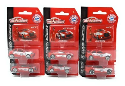 Majorette FC Bayern München Monaco Set o 6 Audi A1 R8 S5 Blister Model Car me... - Immagine 1 di 4