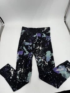 Justice Girls XL (16-18) Leggings Blue Paint Splatter Design - Picture 1 of 2