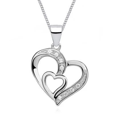 Halskette Zirkonia Herz Anhänger 925 Silber Geschenk für Damen Mädchen Frauen - Bild 1 von 4