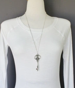 silber Schlüsselkette 27 Zoll lange Halskette Kette Skelett Schlüsselanhänger - Bild 1 von 10