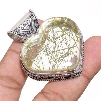 Ciondolo gioiello fatto a mano in argento 925 con pietra preziosa al quarzo... - Immagine 1 di 2