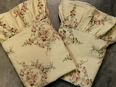 RALPH LAUREN TRIANON РОЗОВЫЙ РОЗОВЫЙ ЦВЕТОЧНЫЙ ЖЕЛТОВАТО-КОРИЧНЕВЫЙ ГОФРИРОВАННЫЙ STD ХЛОПОК НАВОЛОЧКА ПАРА - Изображение 1 из 4