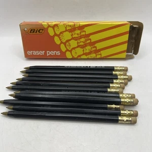 New Old Stock BIC Eraser Pens #EF-29 -1 dz Black in Box- Collector- Prop- Dry - Picture 1 of 7