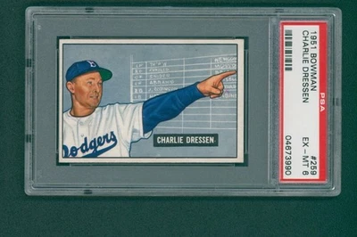 1951 Bowman Baseball Card - #259 Charlie Dressen High Number, PSA 6 EXMT - Image 1 of 2