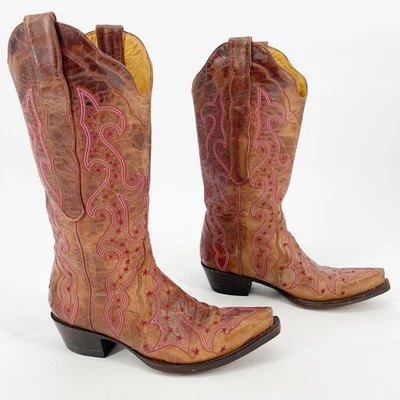 Bota Vaquera Western Estrella Bordada Roja Celeste Marrón Antiguo Gringo De Colección 6.5 Foto 1 de 4