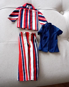 Vintage Barbie Ken #1472 (Casual Scene) rot weiß blau gestreift Outfit 1971 TLC - Bild 1 von 10