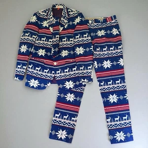 OppoSuits Herren 36 Weihnachten Ugly Sweater Anzug Jacke Hose Krawatte Rentier Schnee - Bild 1 von 8