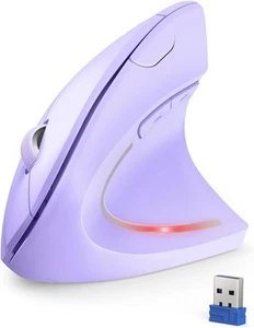 TECKNET Ergonomic Mouse, 4800DPI Wireless Vertical Mouse 6-Button Purple - Picture 1 of 7
