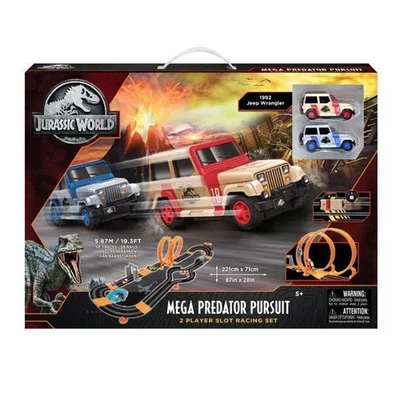 Jurassic World Mega Predator Pursuit 2 玩家老虎机赛车套装 — 第 1/4 张图片
