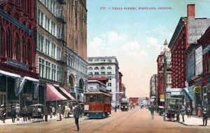 PORTLAND OR - Third Street Postcard - Picture 1 of 2