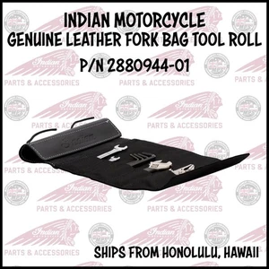 INDIAN OEM GENUINE LEATHER FORK BAG TOOL ROLL, BLACK P/N 2880944-01 ** - Picture 1 of 5